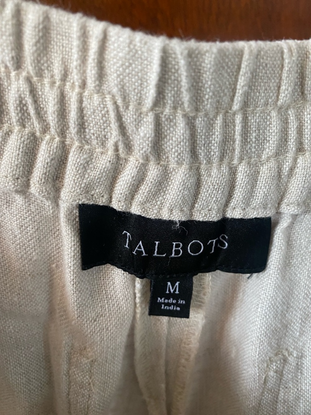 Talbots Cream 100% Linen Elastic Waist Shorts - Picture 5 of 8